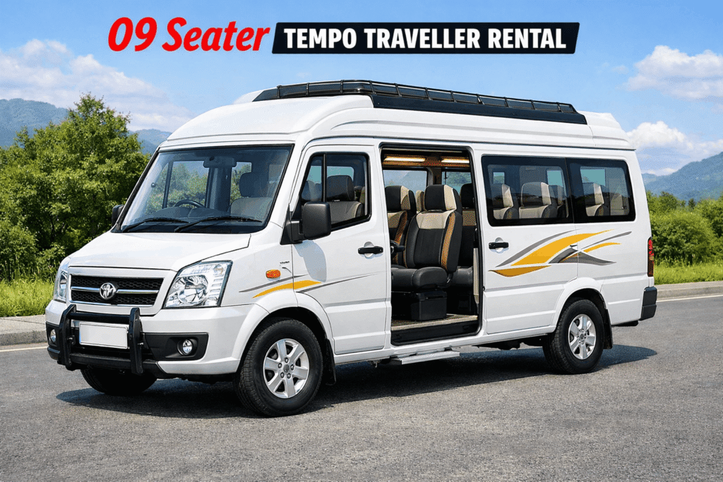 9 Seater Tempo Traveller Rental Price in Chandigarh & Zirakpur - Chandigarh Tour Club